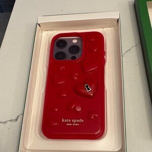 Kate Spade Heart Pattern Red iPhone 15 Pro Case